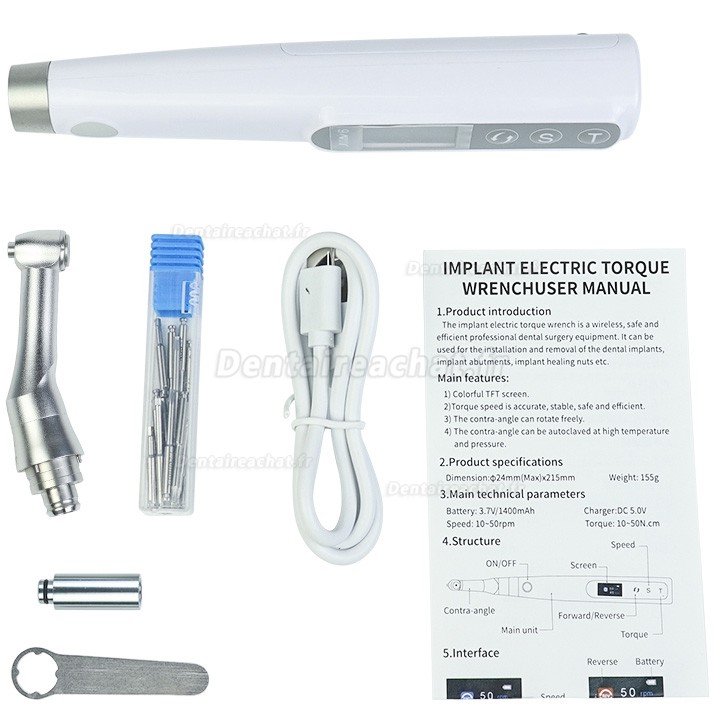 Cl&eacute; dynamom&eacute;trique &eacute;lectrique pour implant dentaire / etit tournevis sans fil pour implants 10-50 N